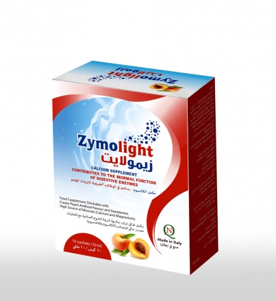 Zymolight زيمولايت هو مكمل غذائي شراب بنكهة الخوخ  لعلاج اضطرابات المعدة وعسر الهضم و ارتجاع المريء حيث يساهم الكالسيوم والمغنيسيوم في التمثيل الغذائي الطبيعي لإنتاج الطاقة.